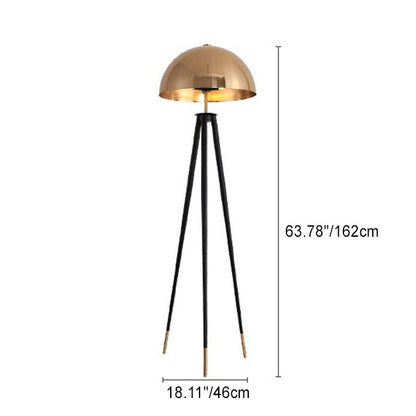 Contemporary Simplicity Aluminum Iron Semicircular Lampshade 1 - Light Standing Floor Lamp For Living Room