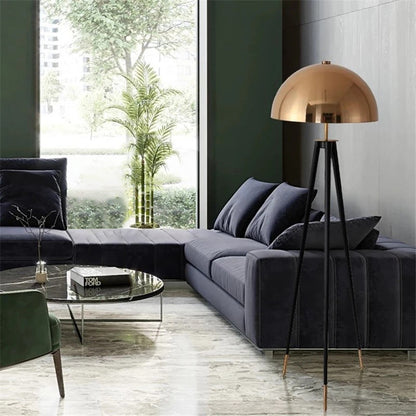 Contemporary Simplicity Aluminum Iron Semicircular Lampshade 1 - Light Standing Floor Lamp For Living Room