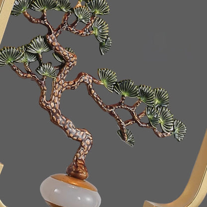 Traditional Chinese Welcoming Pine Sika Deer Iron Hardware Glass 1 - Light Wall Sconce Lamp For Living Room