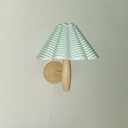 Contemporary Creative Umbrella Shape Fabric Lampshade Wood Base PVC 1 - Light Wall Sconce Lamp For Bedroom