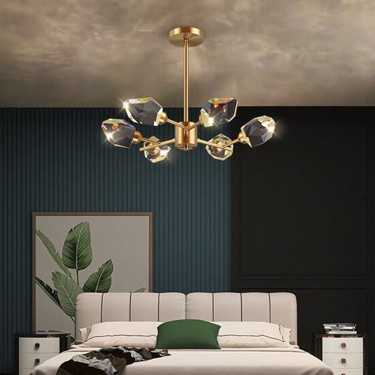 ثريا LED نحاسية غير منتظمة الشكل بتصميم قبة فاخرة حديثة لغرفة المعيشة 