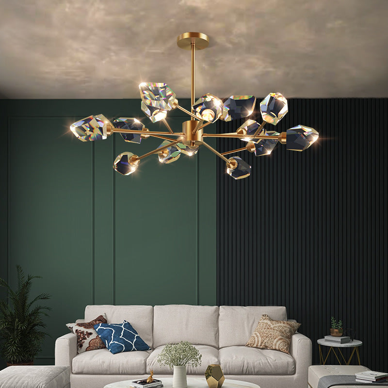 ثريا LED نحاسية غير منتظمة الشكل بتصميم قبة فاخرة حديثة لغرفة المعيشة 