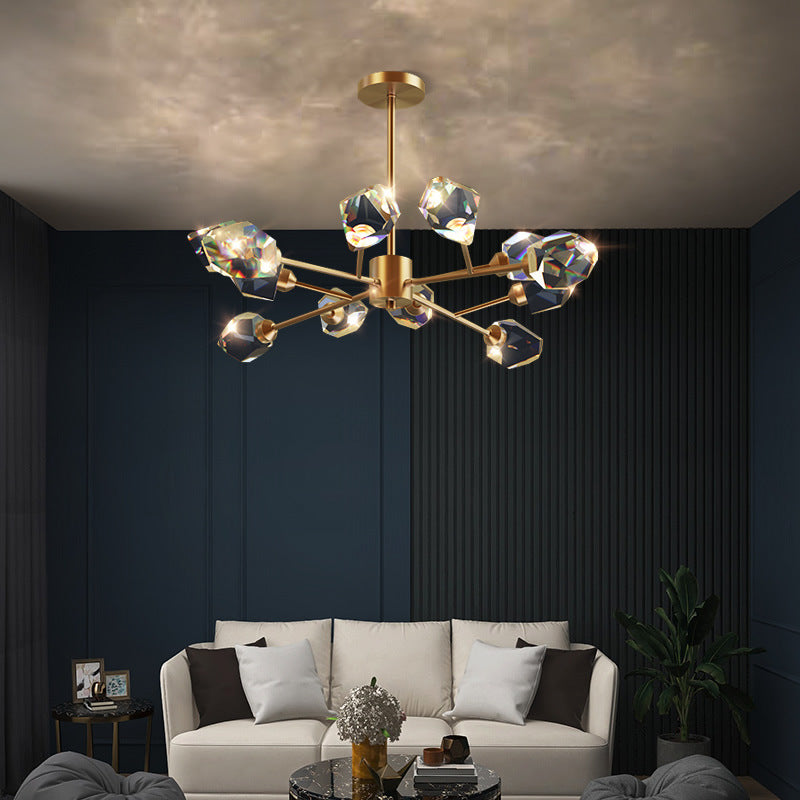 ثريا LED نحاسية غير منتظمة الشكل بتصميم قبة فاخرة حديثة لغرفة المعيشة 