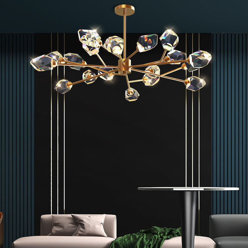 ثريا LED نحاسية غير منتظمة الشكل بتصميم قبة فاخرة حديثة لغرفة المعيشة 