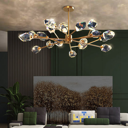 ثريا LED نحاسية غير منتظمة الشكل بتصميم قبة فاخرة حديثة لغرفة المعيشة 