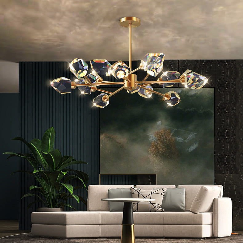 ثريا LED نحاسية غير منتظمة الشكل بتصميم قبة فاخرة حديثة لغرفة المعيشة 