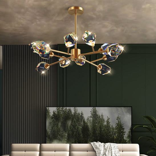 ثريا LED نحاسية غير منتظمة الشكل بتصميم قبة فاخرة حديثة لغرفة المعيشة 