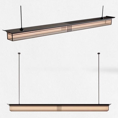 Traditional Chinese Long Strip Acrylic Lampshade Aluminum Iron LED Chandeliers Island Light For Dining Room