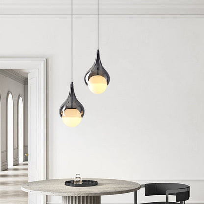 Contemporary Scandinavian Water Drop Shape Ball Glass Copper 1/3 - Light Pendant Light For Living Room