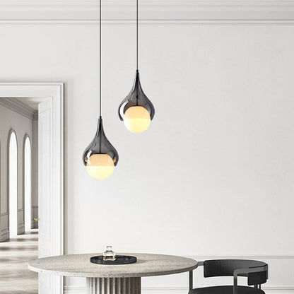 Contemporary Scandinavian Water Drop Shape Ball Glass Copper 1/3 - Light Pendant Light For Living Room