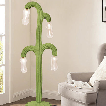 Contemporary Creative Cactus Resin Glass 4 - Light Standing Floor Lamp For Living Room