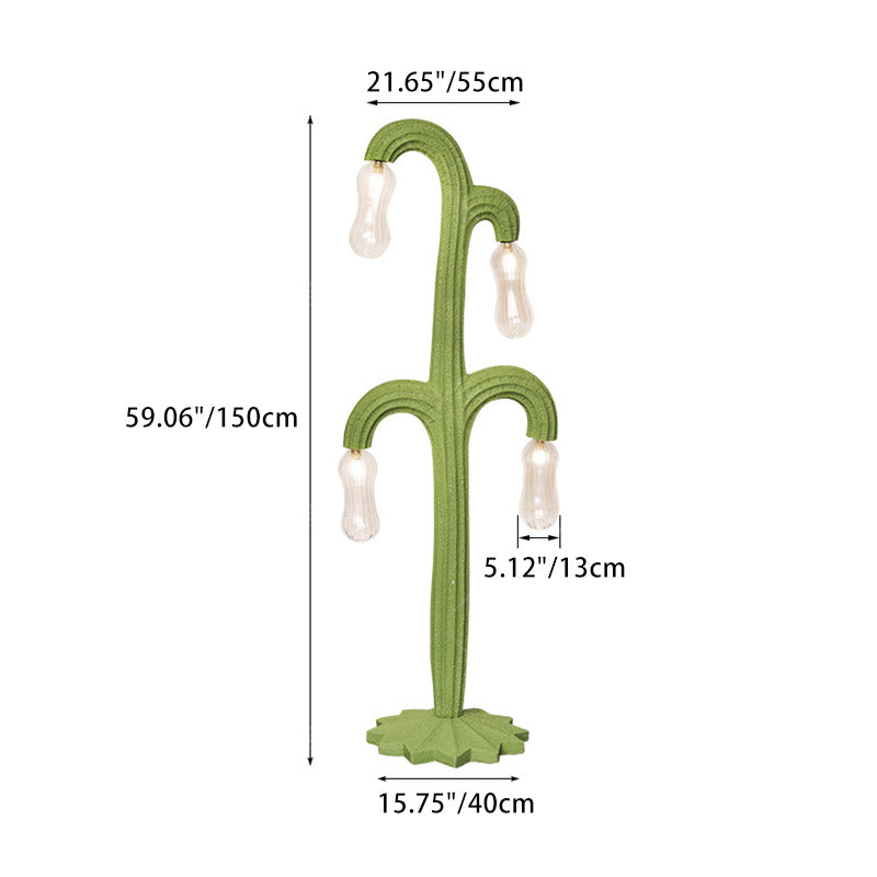 Contemporary Creative Cactus Resin Glass 4 - Light Standing Floor Lamp For Living Room