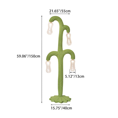 Contemporary Creative Cactus Resin Glass 4 - Light Standing Floor Lamp For Living Room