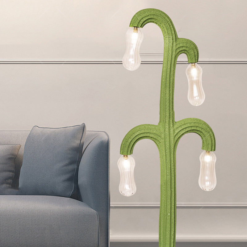 Contemporary Creative Cactus Resin Glass 4 - Light Standing Floor Lamp For Living Room