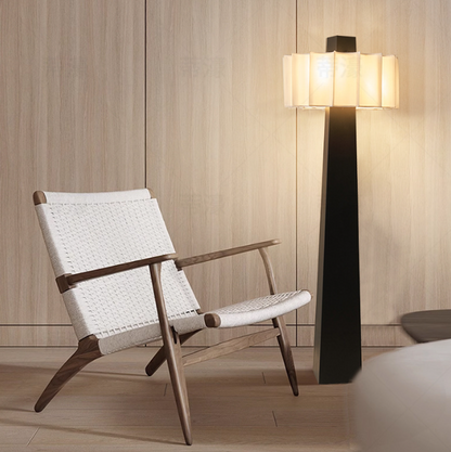 Traditional Japanese Fabric Lampshade Hardware Iron 4 - Light Standing Floor Lamp For Living Room