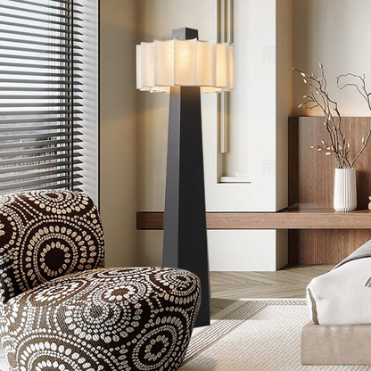Traditional Japanese Fabric Lampshade Hardware Iron 4 - Light Standing Floor Lamp For Living Room