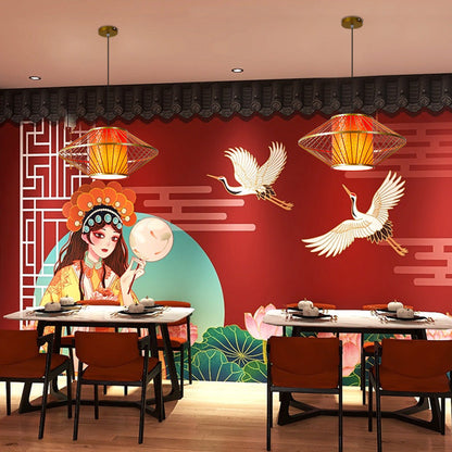 Traditional Chinese Cylinder Pattern Fabric Lampshade Iron 1 - Light Chandeliers For Dining Room
