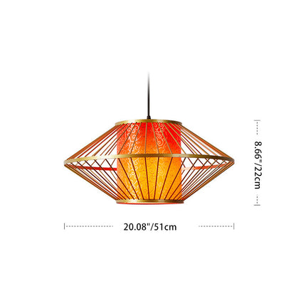 Traditional Chinese Cylinder Pattern Fabric Lampshade Iron 1 - Light Chandeliers For Dining Room