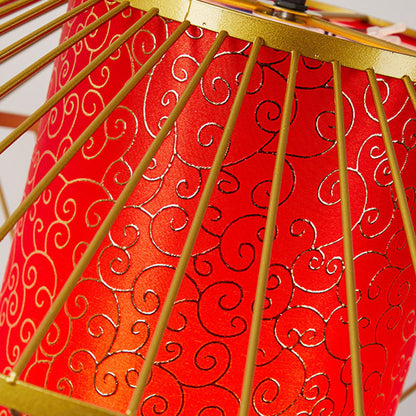 Traditional Chinese Cylinder Pattern Fabric Lampshade Iron 1 - Light Chandeliers For Dining Room