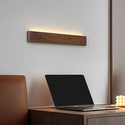 مصباح حائط LED بتصميم عصري بسيط على شكل شريط مستطيل من الألومنيوم والجوز لغرفة المعيشة 