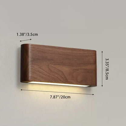 مصباح حائط LED بتصميم عصري بسيط على شكل شريط مستطيل من الألومنيوم والجوز لغرفة المعيشة 