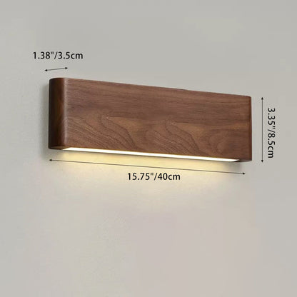 مصباح حائط LED بتصميم عصري بسيط على شكل شريط مستطيل من الألومنيوم والجوز لغرفة المعيشة 