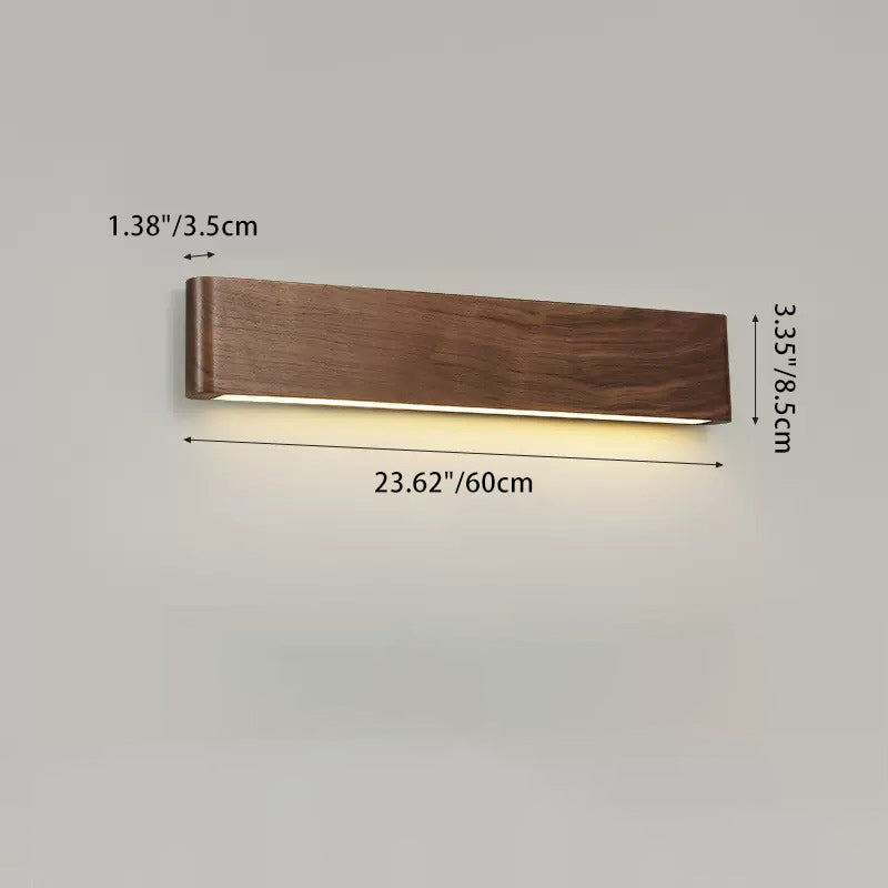 مصباح حائط LED بتصميم عصري بسيط على شكل شريط مستطيل من الألومنيوم والجوز لغرفة المعيشة 