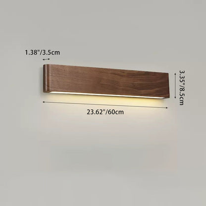مصباح حائط LED بتصميم عصري بسيط على شكل شريط مستطيل من الألومنيوم والجوز لغرفة المعيشة 