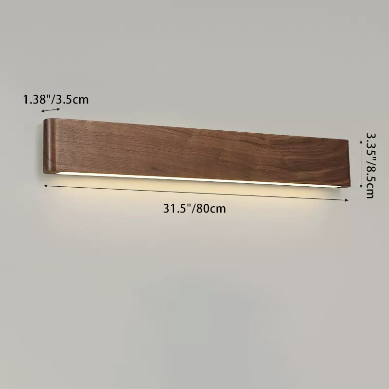 مصباح حائط LED بتصميم عصري بسيط على شكل شريط مستطيل من الألومنيوم والجوز لغرفة المعيشة 