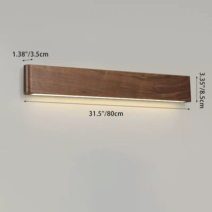 مصباح حائط LED بتصميم عصري بسيط على شكل شريط مستطيل من الألومنيوم والجوز لغرفة المعيشة 