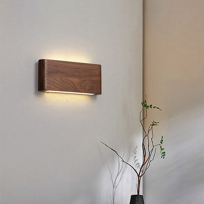 مصباح حائط LED بتصميم عصري بسيط على شكل شريط مستطيل من الألومنيوم والجوز لغرفة المعيشة 