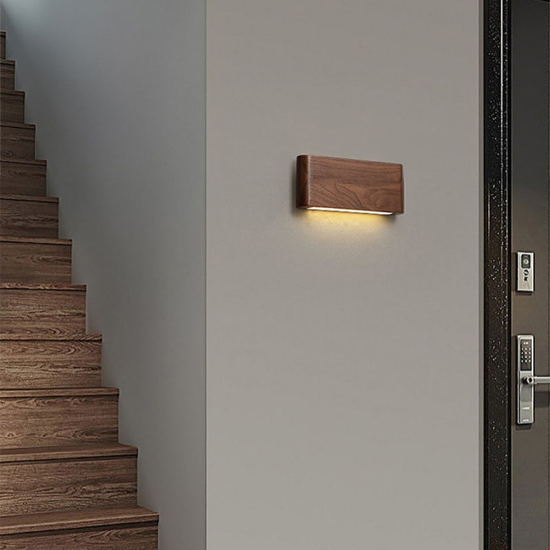مصباح حائط LED بتصميم عصري بسيط على شكل شريط مستطيل من الألومنيوم والجوز لغرفة المعيشة 