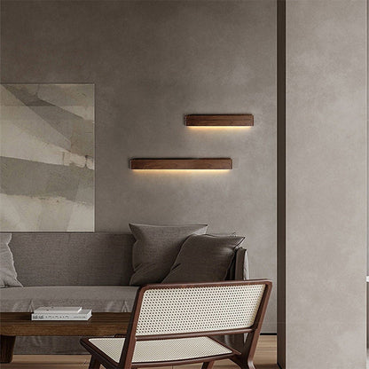 مصباح حائط LED بتصميم عصري بسيط على شكل شريط مستطيل من الألومنيوم والجوز لغرفة المعيشة 