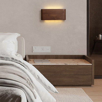 مصباح حائط LED بتصميم عصري بسيط على شكل شريط مستطيل من الألومنيوم والجوز لغرفة المعيشة 