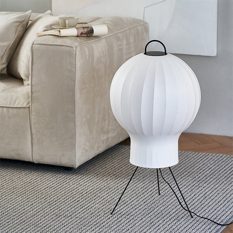 Contemporary Creative Jellyfish Shape Iron Imitation Silk Lampshade 1 - Light Standing Floor Lamp For Living Room