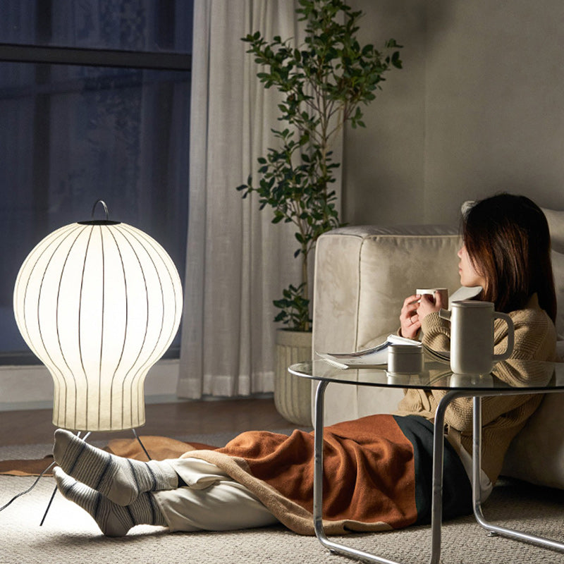 Contemporary Creative Jellyfish Shape Iron Imitation Silk Lampshade 1 - Light Standing Floor Lamp For Living Room
