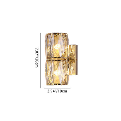 Modern Luxury Cylinder Stainless Steel Crystal Lampshade 2/4/6 - Light Wall Sconce Lamp For Bedroom
