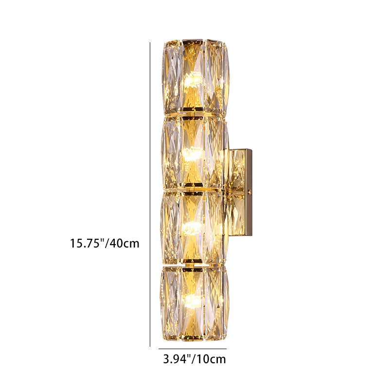 Modern Luxury Cylinder Stainless Steel Crystal Lampshade 2/4/6 - Light Wall Sconce Lamp For Bedroom
