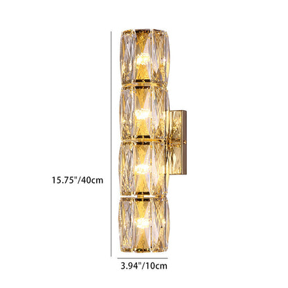 Modern Luxury Cylinder Stainless Steel Crystal Lampshade 2/4/6 - Light Wall Sconce Lamp For Bedroom