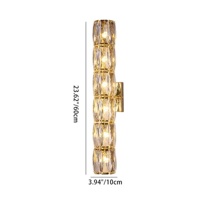 Modern Luxury Cylinder Stainless Steel Crystal Lampshade 2/4/6 - Light Wall Sconce Lamp For Bedroom