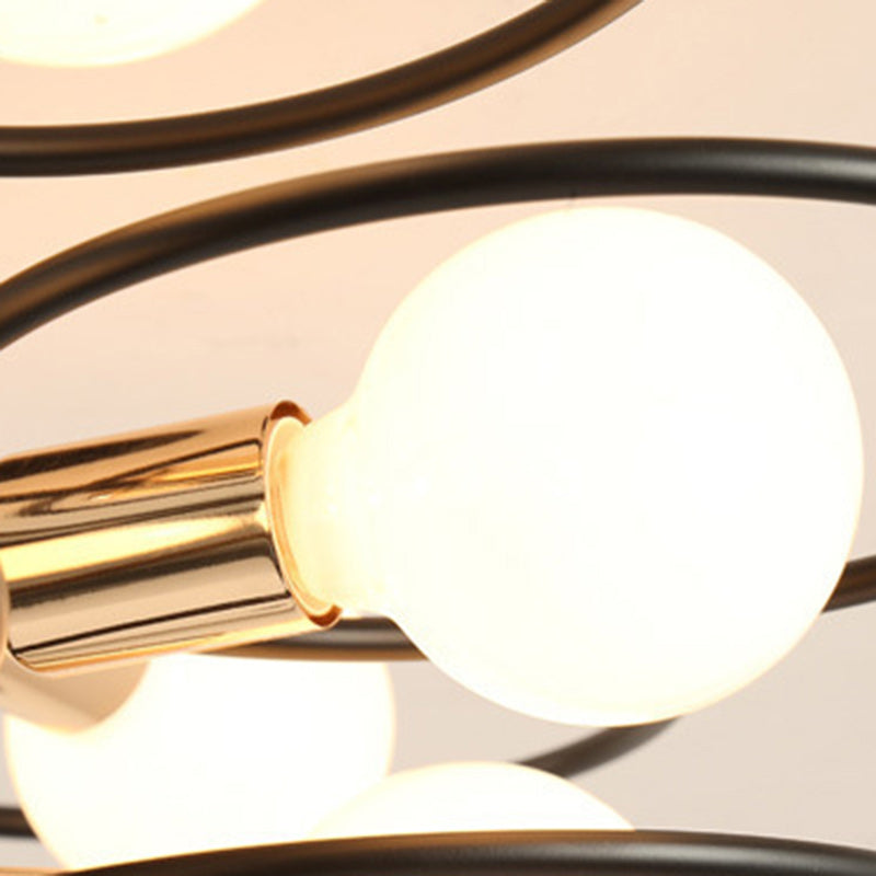 Contemporary Nordic Dome Round Iron Glass 3/6 - Light Semi-Flush Mount Ceiling Light For Bedroom