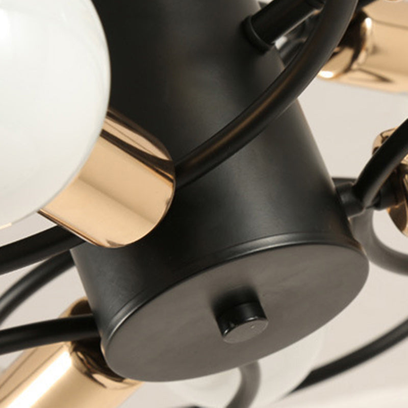 Contemporary Nordic Dome Round Iron Glass 3/6 - Light Semi-Flush Mount Ceiling Light For Bedroom