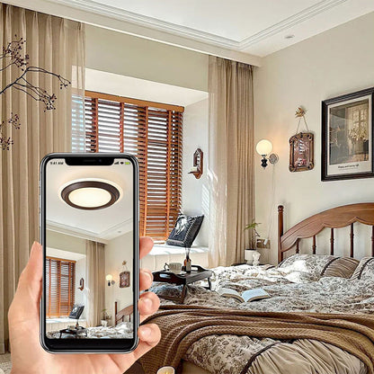 Modern Art Deco Round PC ABS Acrylic LED Semi-Flush Mount Ceiling Fan Light For Bedroom