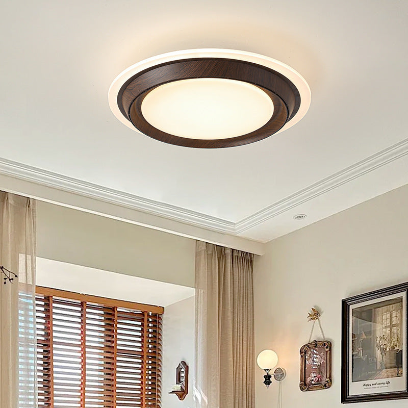 Modern Art Deco Round PC ABS Acrylic LED Semi-Flush Mount Ceiling Fan Light For Bedroom