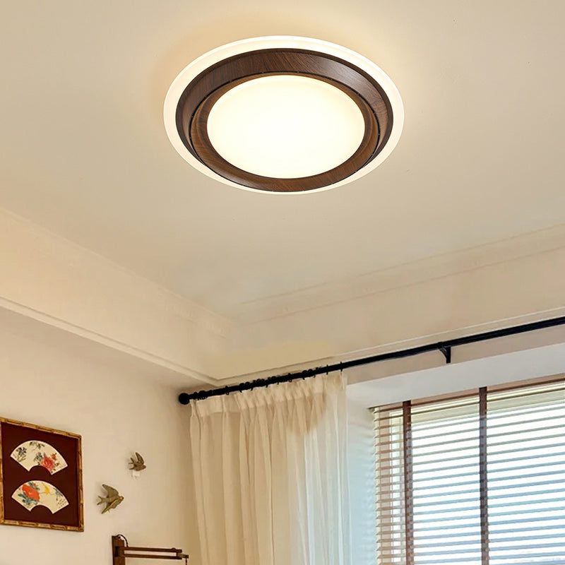 Modern Art Deco Round PC ABS Acrylic LED Semi-Flush Mount Ceiling Fan Light For Bedroom