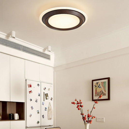 Modern Art Deco Round PC ABS Acrylic LED Semi-Flush Mount Ceiling Fan Light For Bedroom