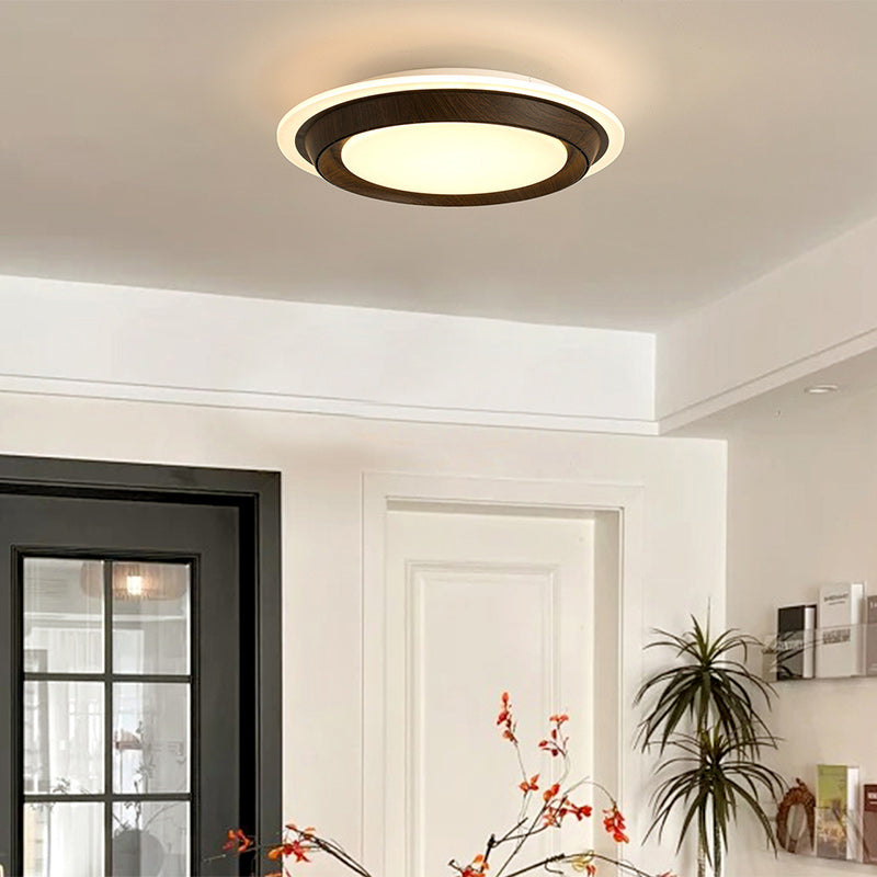 Modern Art Deco Round PC ABS Acrylic LED Semi-Flush Mount Ceiling Fan Light For Bedroom