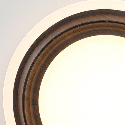 Modern Art Deco Round PC ABS Acrylic LED Semi-Flush Mount Ceiling Fan Light For Bedroom