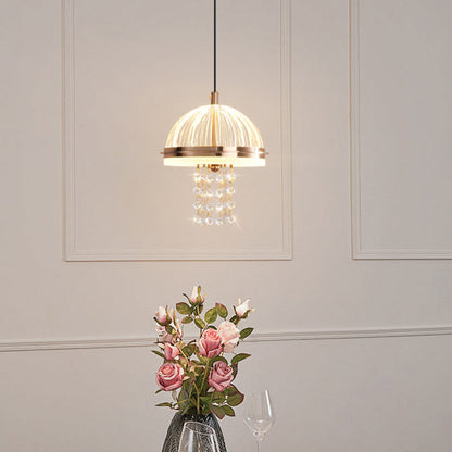 Modern Luxury Jellyfish Shape Iron Crystal Acrylic Lampshade LED Pendant Light For Dining Room