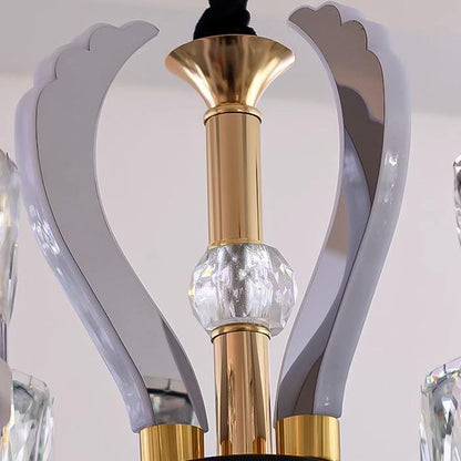 Modern Luxury Stainless Steel Acrylic Crystal Cylinder Lampshade LED Chandelier For Dining Room